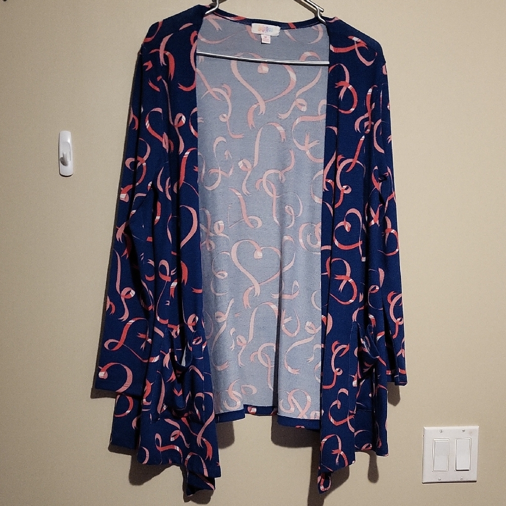 Women's Navy and Pink Patterned Sweater